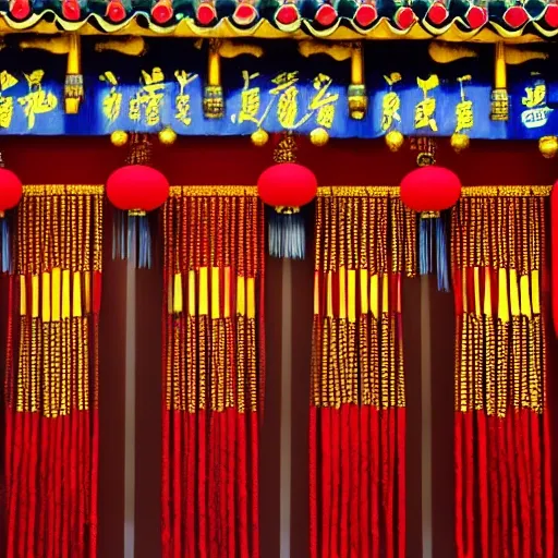 inbetweening，Wuzidengke，China-Chic Style，Red and yellow color scheme，Gold stroke，New Year  pictures