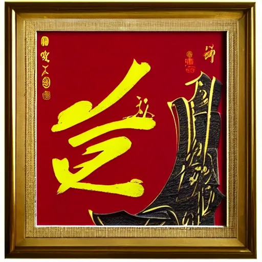 inbetweening，Wuzidengke，China-Chic Style，Red and yellow color scheme，Gold stroke, 3D