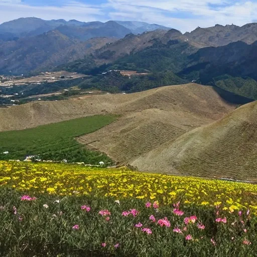 un paisaje primaveral en la montaña