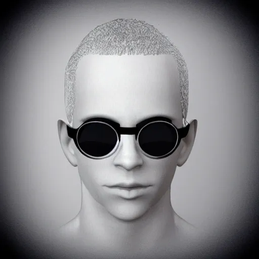 rostro de persona, con lentes, calvo, piel trigeña, juvenil, 3D, Cartoon