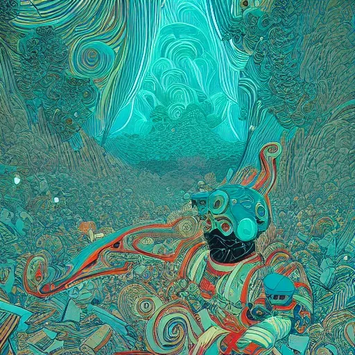 hyperdetailed swirling line art Victo Ngai, Kilian Eng vibrant colors, winning-award masterpiece, fantastically gaudy, aestheticly inspired by beksinski and dan mumford, 4K upscale with Simon Stalenhag work, 3D