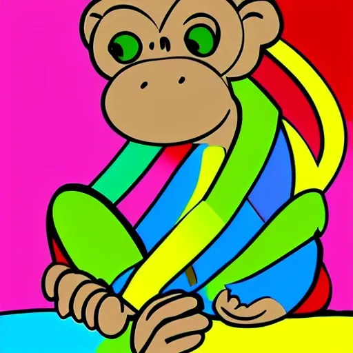 colourful monkey, Cartoon, 3D