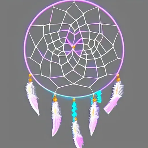 generate a dream catcher that has a type of light on the back, 3D