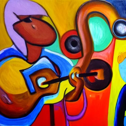 that represents the happiness of people transmitted by music
, Oil Painting