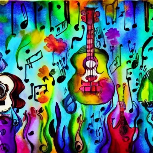 that represents the happiness of people transmitted by music
, Water Color