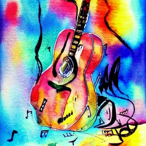 that represents the sadness of people transmitted by music
, Water Color