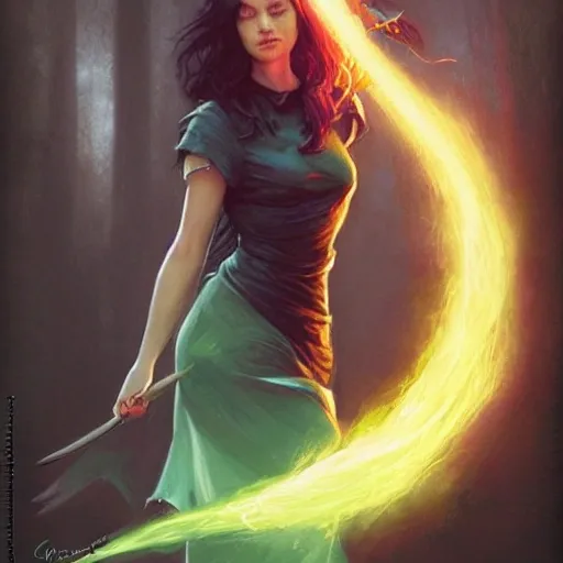 a female wizard casting a green fireball | | pencil sketch, realistic shaded, fine details, realistic shaded lighting poster by greg rutkowski, magali villeneuve, artgerm, jeremy lipkin and michael garmash and rob rey 