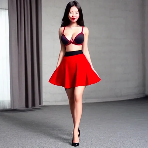 4k girl 20 years old mini red skirt street realistic mini bra s 
