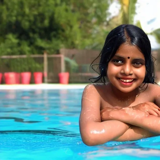 indian girl in swimming pool