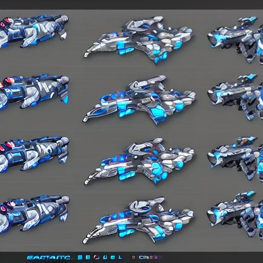 sci fi spaceship, overwatch, starcraft, 2d top down, game asset, "top view", symmetrical, sharp and crisp lines, flat shading, sprite sheet, top model, artstation, pixel perfect, no blurry, no glow, no fuzzy, no watermark, Cartoon, , pieces, parts, modular