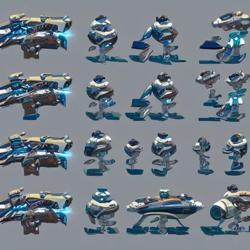 sci fi spaceship, overwatch, starcraft, 2d top down, game asset, "top view", symmetrical, sharp and crisp lines, flat shading, sprite sheet, top model, artstation, pixel perfect, no blurry, no glow, no fuzzy, no watermark, Cartoon, Pencil Sketch, Water Color, Oil Painting, pieces, parts, modular