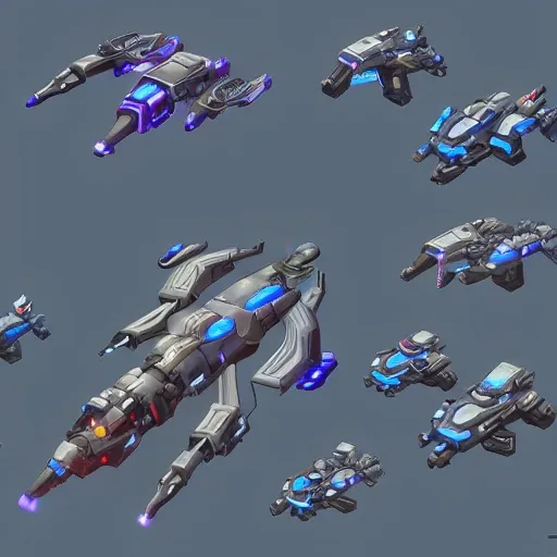 sci fi spaceship, overwatch, starcraft, 2d top down, game asset, "top view", symmetrical, sharp and crisp lines, flat shading, sprite sheet, top model, artstation, pixel perfect, no blurry, no glow, no fuzzy, no watermark, Cartoon, Pencil Sketch, Water Color, Oil Painting, pieces, parts, modular