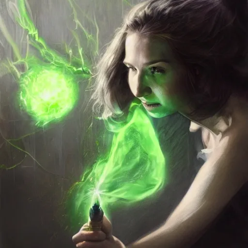 a female wizard casting a green fireball | | pencil sketch, realistic shaded, fine details, realistic shaded lighting poster by greg rutkowski, magali villeneuve, artgerm, jeremy lipkin and michael garmash and rob rey 