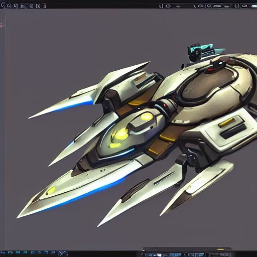 sci fi spaceship, overwatch, starcraft, 2d top down, game asset ...