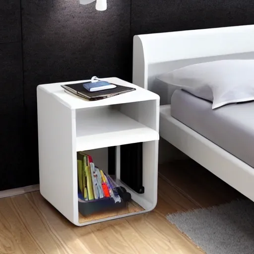 NIGHTSTAND - MELAMINE TABLE - BEDROOM FURNITURE

COLOR WHITE - SPACE FOR BOOK- LIGHT RGB