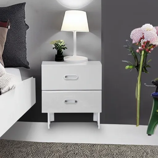 High Gloss Bedside Tables with 2 Drawers,Floating Nightstand with 3 Color & Adjustable Brightness Embedded LED Light Strip 