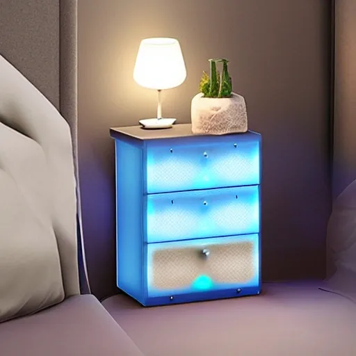 Realistic image,  Bedside Tables with 2 Drawers,Floating Nightstand with 3 Color & Adjustable Brightness Embedded LED Light Strip , 3D