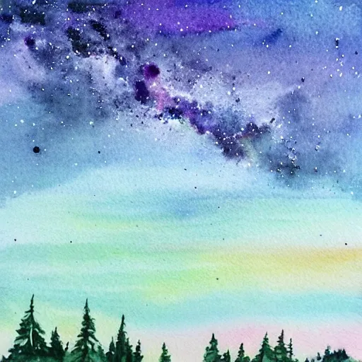 Milky way, warm feeling, Water Color