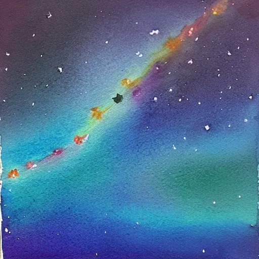 Milky way, warm feeling, Water Color；1240×1240