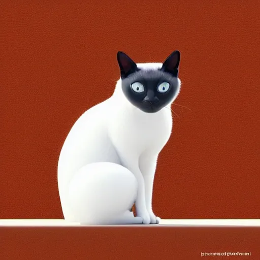 siamese cat staring. minimalist design, rhomboid,3D,only the cat can be seen