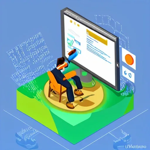 create an isometric illustration describing web development services. for my website hero image