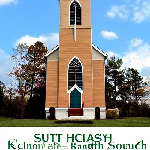 A vibrant and welcoming logo for the Second Baptist Church South Hadley. The design should ideally incorporate elements symbolizing worship, love, and personal growth in Christ. Key elements could include a cross to represent Christ, a heart to symbolize love, and a growing plant or tree to signify personal growth. The Church's name, 'Second Baptist Church South Hadley', should be prominently displayed, possibly encircling the design or at the bottom. The overall style should be elegant and serene, fitting for a place of worship, with a color palette that includes peaceful and harmonious colors like soft blues, greens, and perhaps some earth tones."

