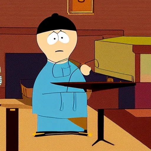 The picture shows a person standing in front of a microphone and speaking into it. The microphone is positioned centrally, capturing the person's voice. Next to and below the microphone, the text "Lorem ipsum dolor sit amet, consectetur adipiscing elit" is displayed, representing the transcribed version of the spoken words., southpark cartoon style