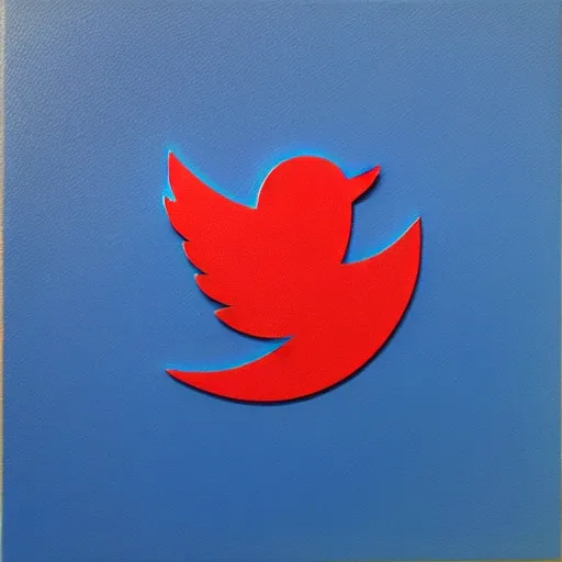 Twitter logo, Oil Painting, 3D