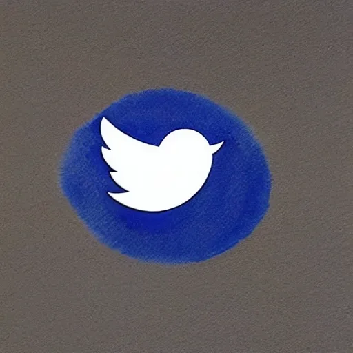 Twitter logo,  , Water Color, Pencil Sketch