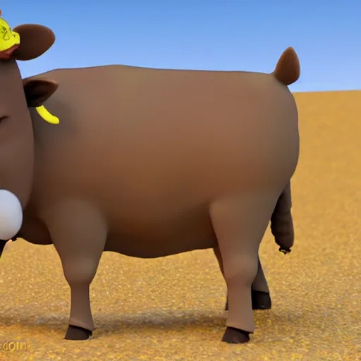 Animación humorística de una vaca echandose un pedo, 3D, Render, Fart, Cow