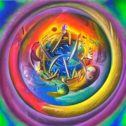 
 ether sideral universe logo, Trippy, Oil Painting