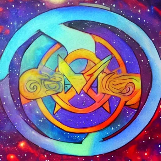 
 ether sideral universe logo, Oil Painting, Water Color, Cartoon