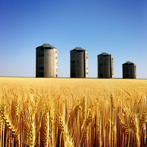 silos on the background of wheat
