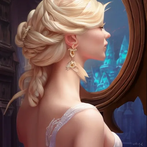 Elsa, d & d, fantasy, intricate, elegant, highly detailed, digital painting, artstation, concept art, matte, sharp focus, illustration, hearthstone, art by artgerm and greg rutkowski and alphonse mucha, 8k, sexy, big breast