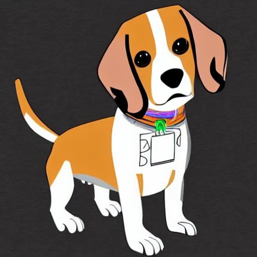 perro beagle modelando ropa agrigada, Cartoon