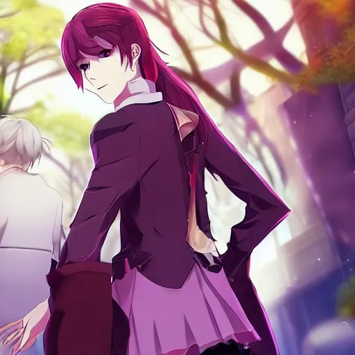 a beautiful girl‘s back, 2D animate, Otome game 
