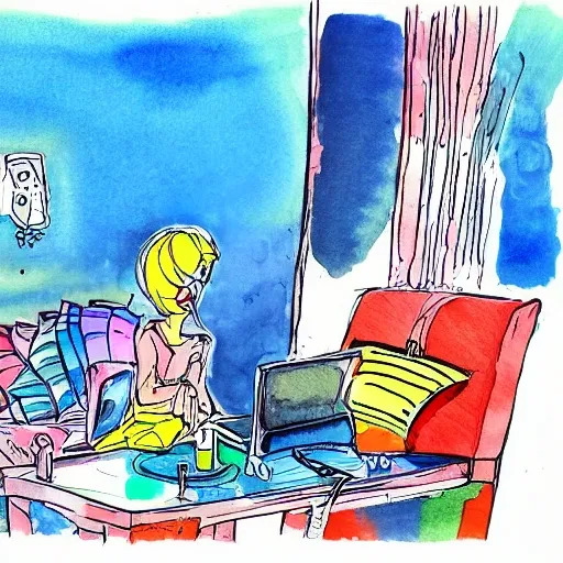  online shopping, Cartoon, Water Color