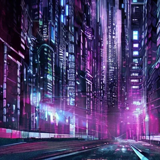 dark cyber punk city, Trippy