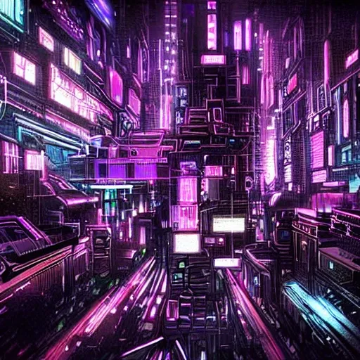 dark cyber punk city, Trippy