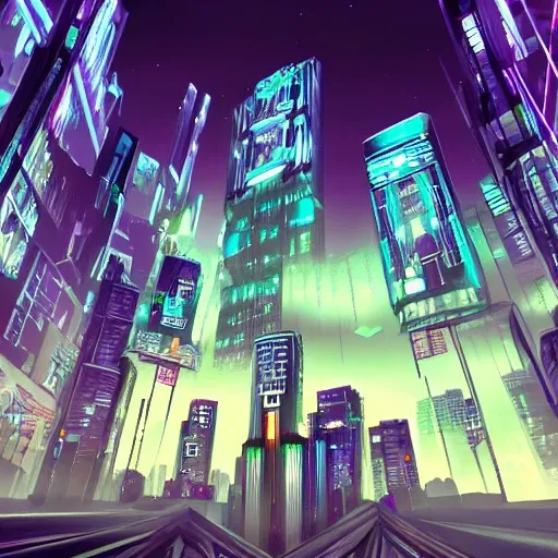 dark cyber punk city, Trippy