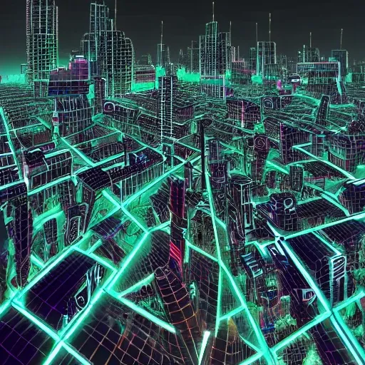 dark cyber punk city, Trippy, 3D