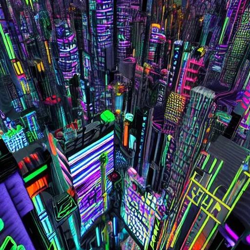 dark cyber punk city, Trippy, 3D