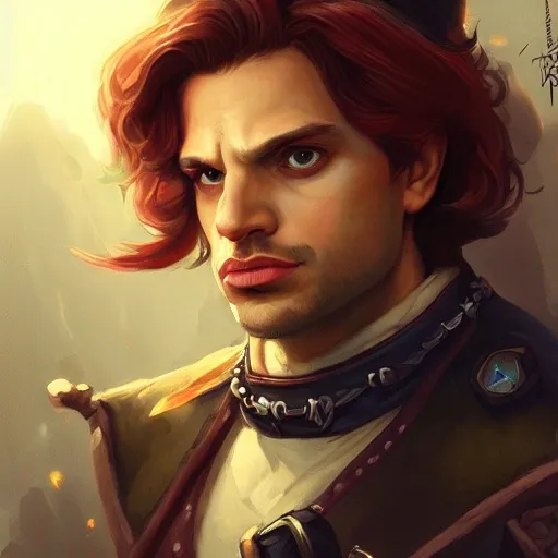 cute little anthropomorphic sebastian stan
 cute and adorable, pretty, beautiful, dnd character art portrait, matte fantasy painting, deviantart artstation, by jason felix by steve argyle by tyler jacobson by peter mohrbacher, cinema 