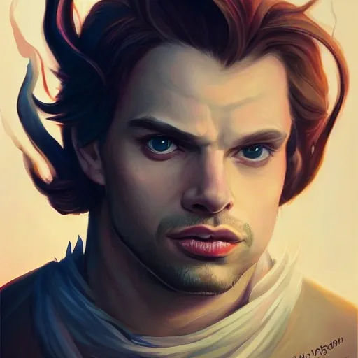 cute little anthropomorphic sebastian stan
 cute and adorable, pretty, beautiful, dnd character art portrait, matte fantasy painting, deviantart artstation, by jason felix by steve argyle by tyler jacobson by peter mohrbacher, cinema 