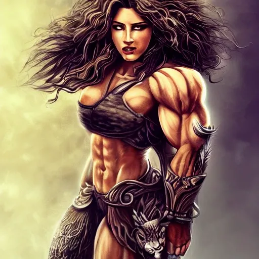 muscular, femme, lion, best quality, masterpiece, bodyguard, humanoid, fantasy, barbarian,