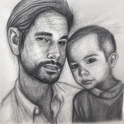 padre e hijo, Pencil Sketch