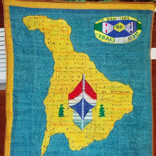 A Brasil map hand-sewn by hands