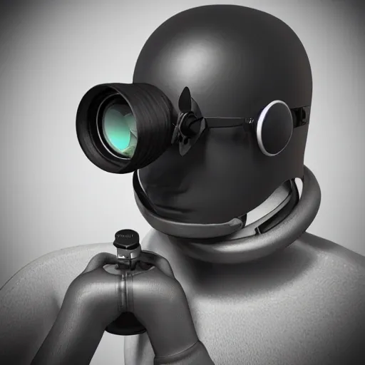 helmet mounted, night vision, lens, monocle, scope, goggles, science fiction, sci-fi, scifi, 3D