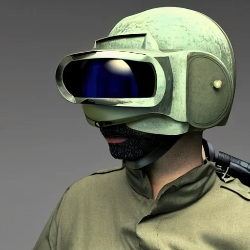 helmet mounted, night vision, lens, monocle, scope, complex, science fiction, sci-fi, scifi, 3D