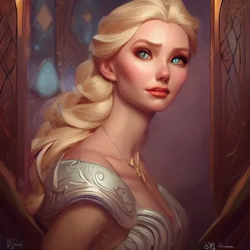 Elsa, d & d, fantasy, intricate, elegant, highly detailed, digital painting, artstation, concept art, matte, sharp focus, illustration, hearthstone, art by artgerm and greg rutkowski and alphonse mucha, 8k